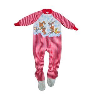 Vintage Montgomery Ward Christmas Striped Footed Pajamas size 3